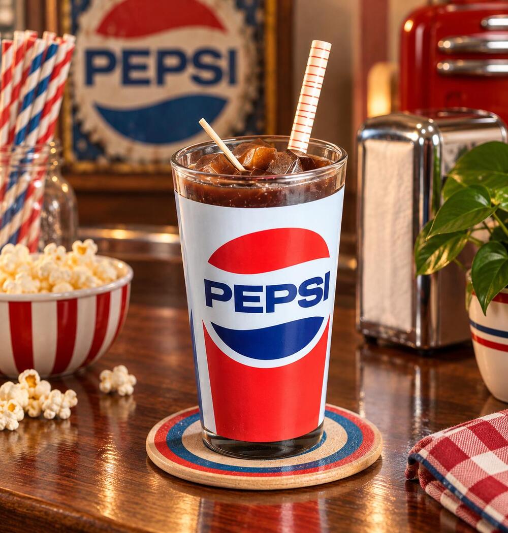 Vintage 1970s Pepsi Cola Candle with Straw & Simulated Ice | Original Novelty Ad
